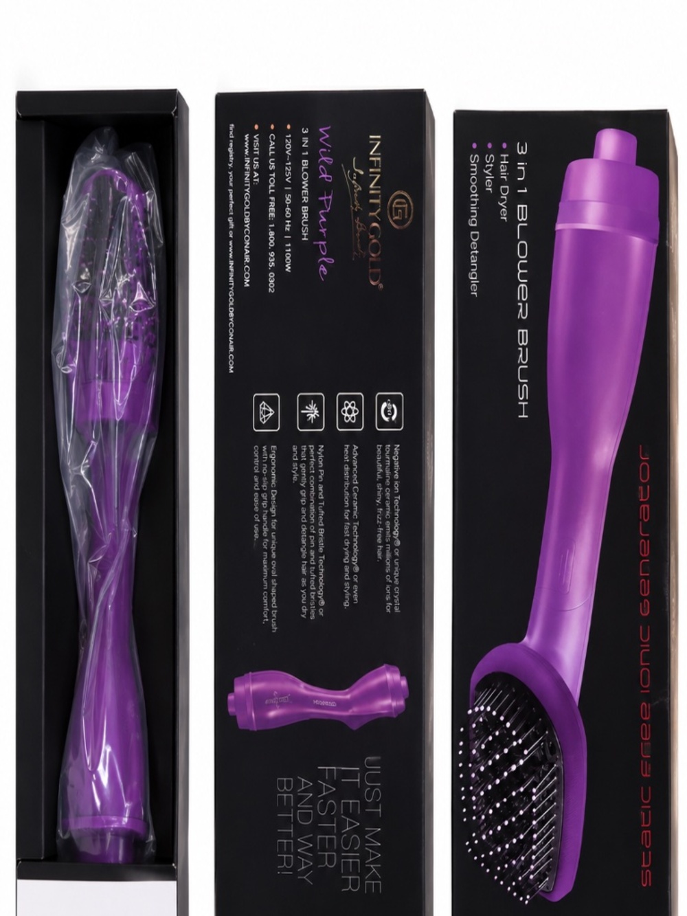 3-in-1 Blower Brush, Infinity Gold Wild Purple